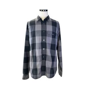 Smith & Rogue Men's Cotton XL Gray Black Plaid Button-Up